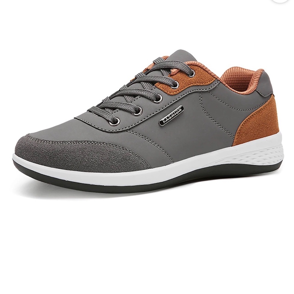 Men's Gray and Brown Casual Sneakers